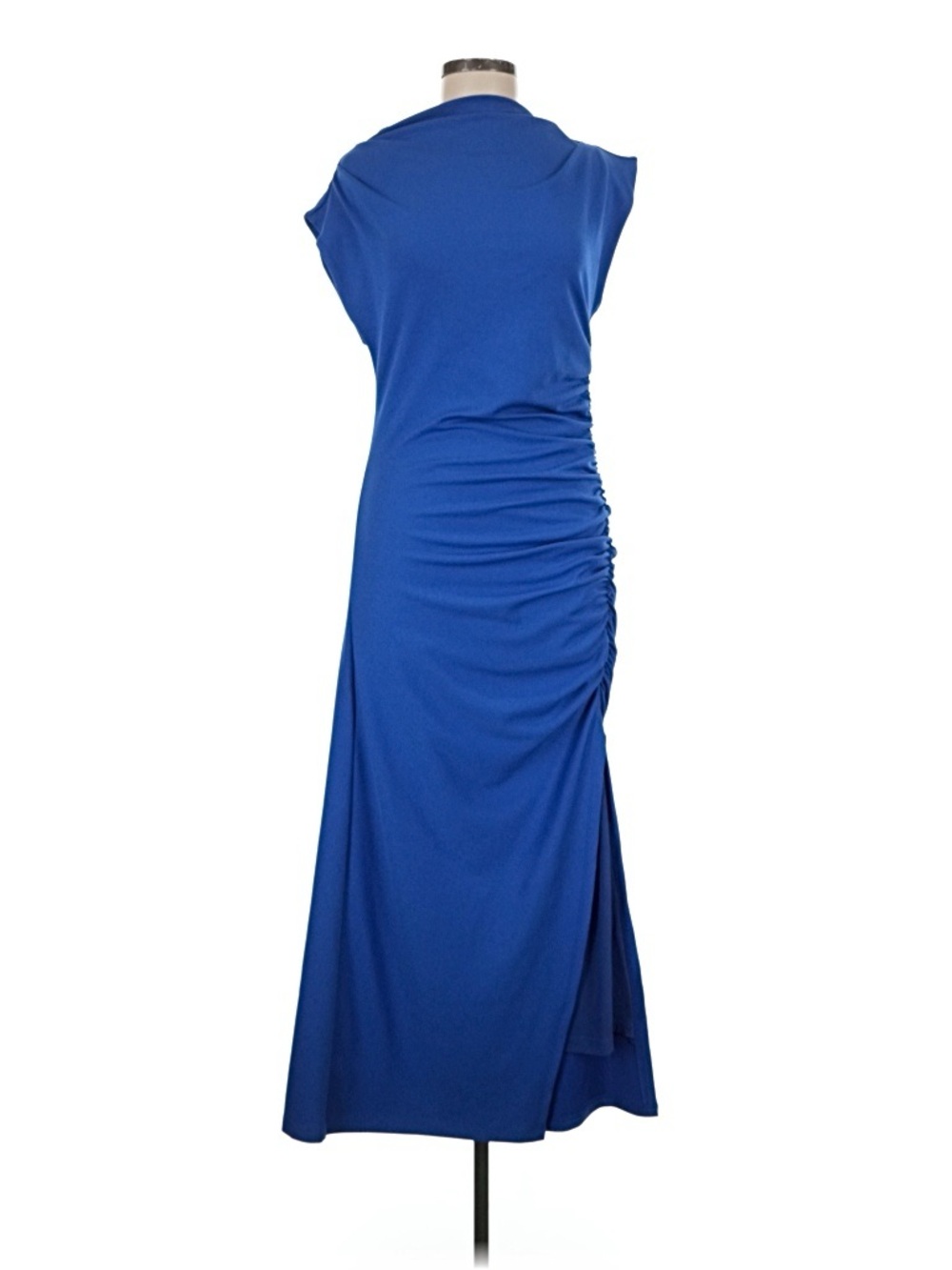 NWT Anthropologie Cobalt Blue Midi Dress with Side Ruching